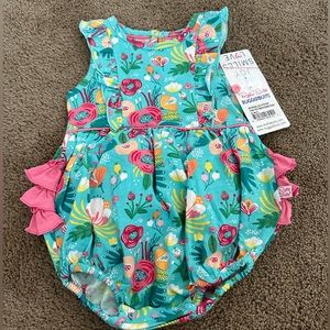 NWT Rufflebutts 3-6 Months Sleeveless Floral Romper